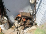 Trans, headlights, pedals, pan & misc stuff. Trans is a 4 speed that'll bolt right up to the torque tube.