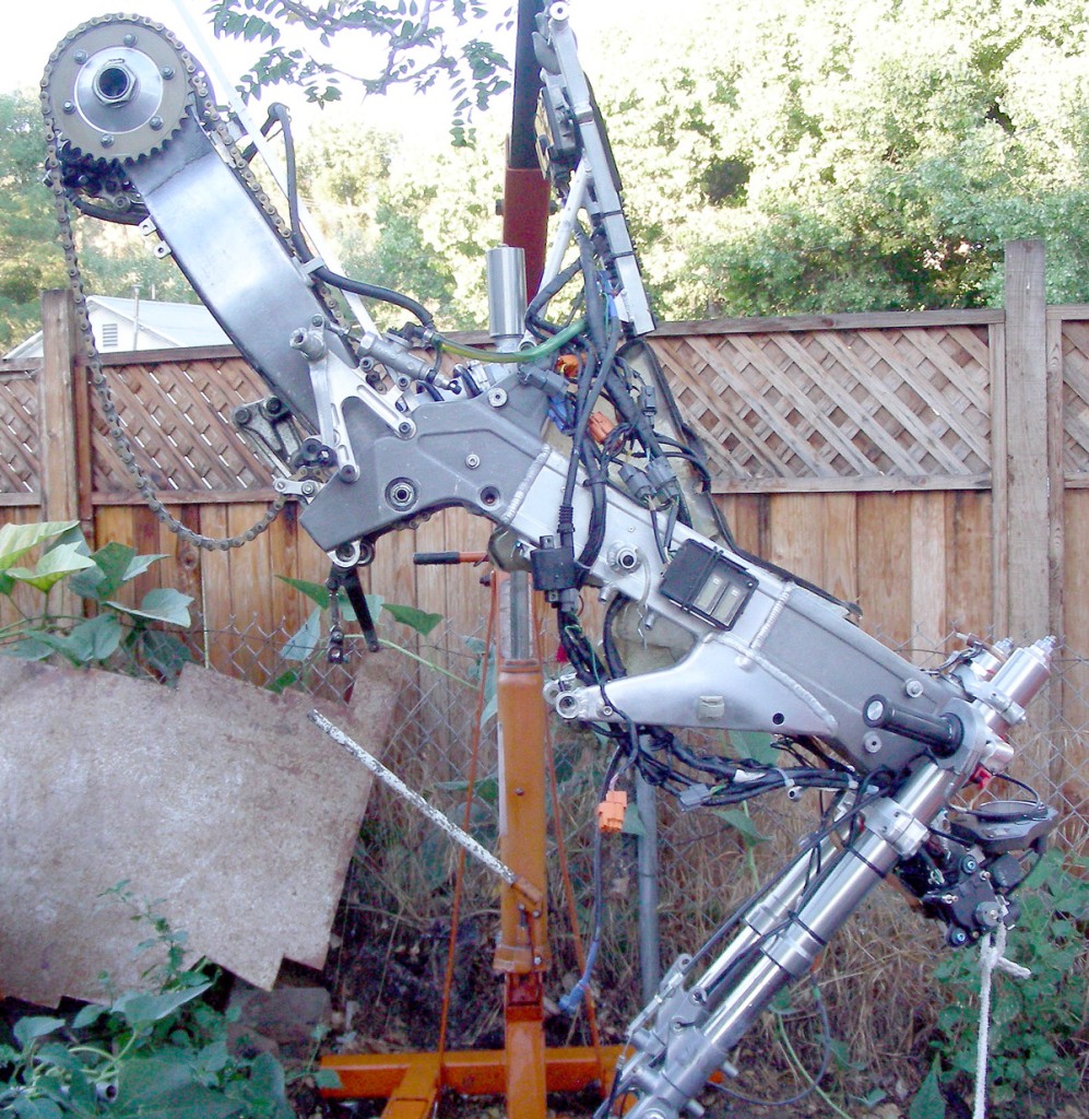 Disassembled this far, it's easy to carry out of the house and hang on the cherry picker for cleaning.