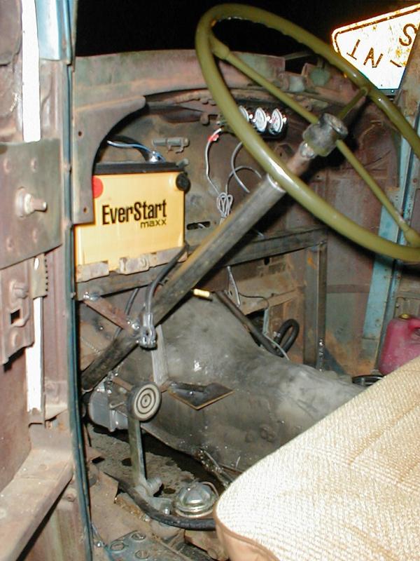 Battery is in, steering column is tied in, and gauges are installed.