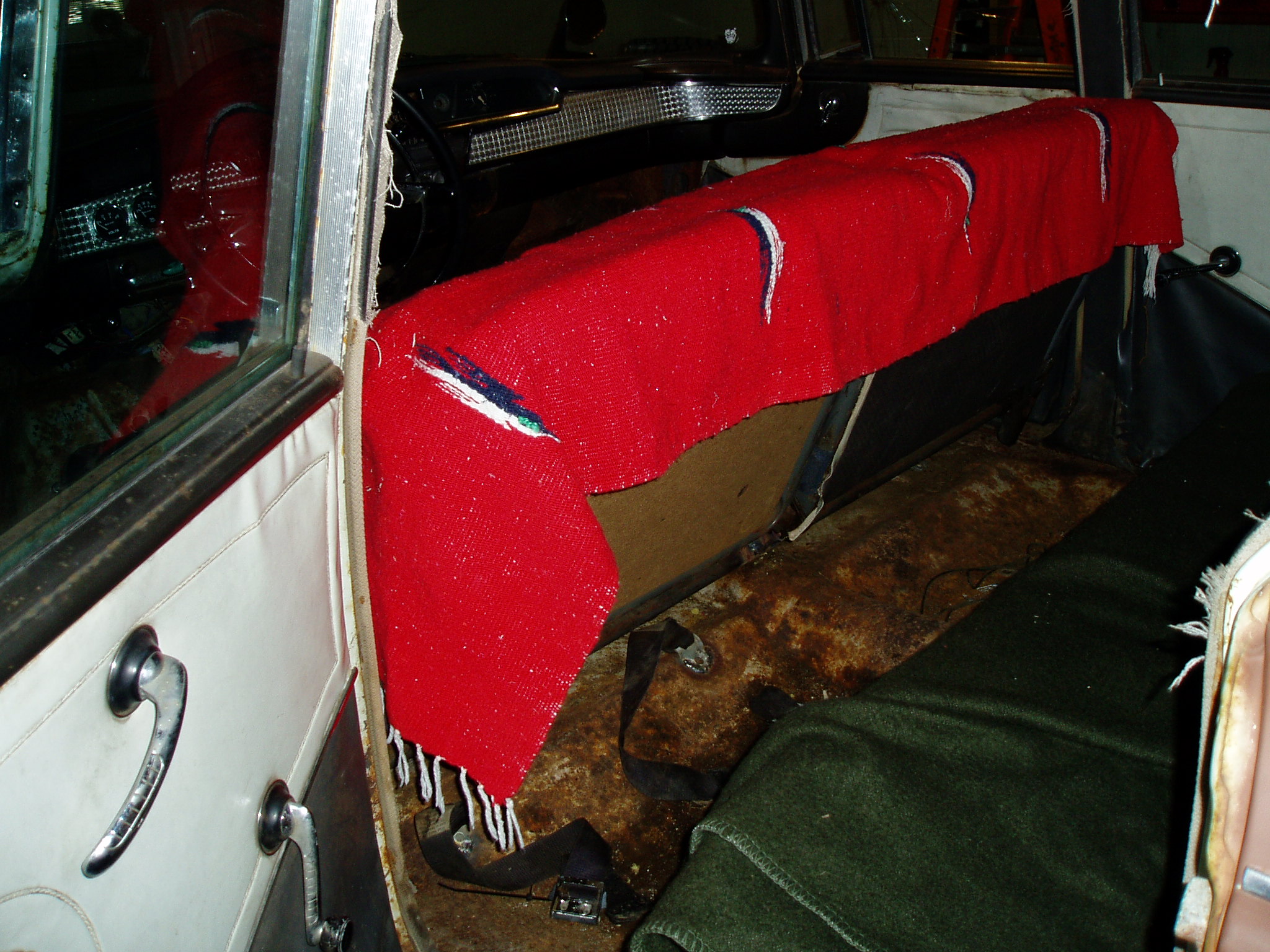 Rear view of repaired seats.