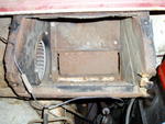 Heater core removed. The fan and motor are on the left side. Unfortunately, the fan is stuck on the motor shaft and the motor ho