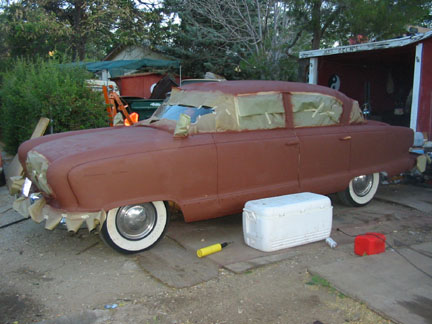 I sanded it all day Saturday (before the antique Nationals at LACR) and a bunch of us painted it with Rustoleum in a windstorm S