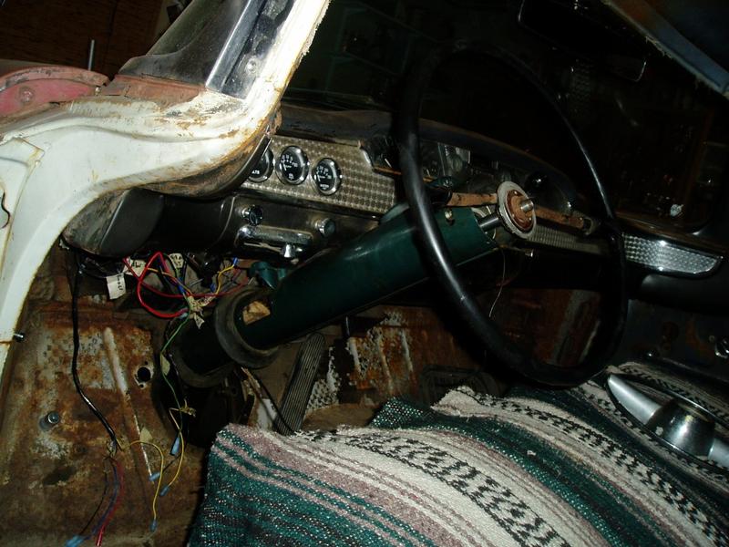 Sunday 4/2/06. Steering column back in. Still need to do the wiring.