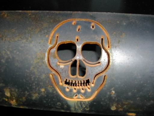 Detail of the skulls on the heat shields.
I might even sell these all chromed up.