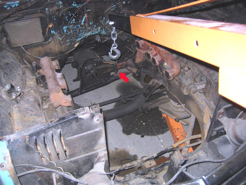 The bellhousing had completely broken off. The shift fork should still be attatched to the block. Whoops!