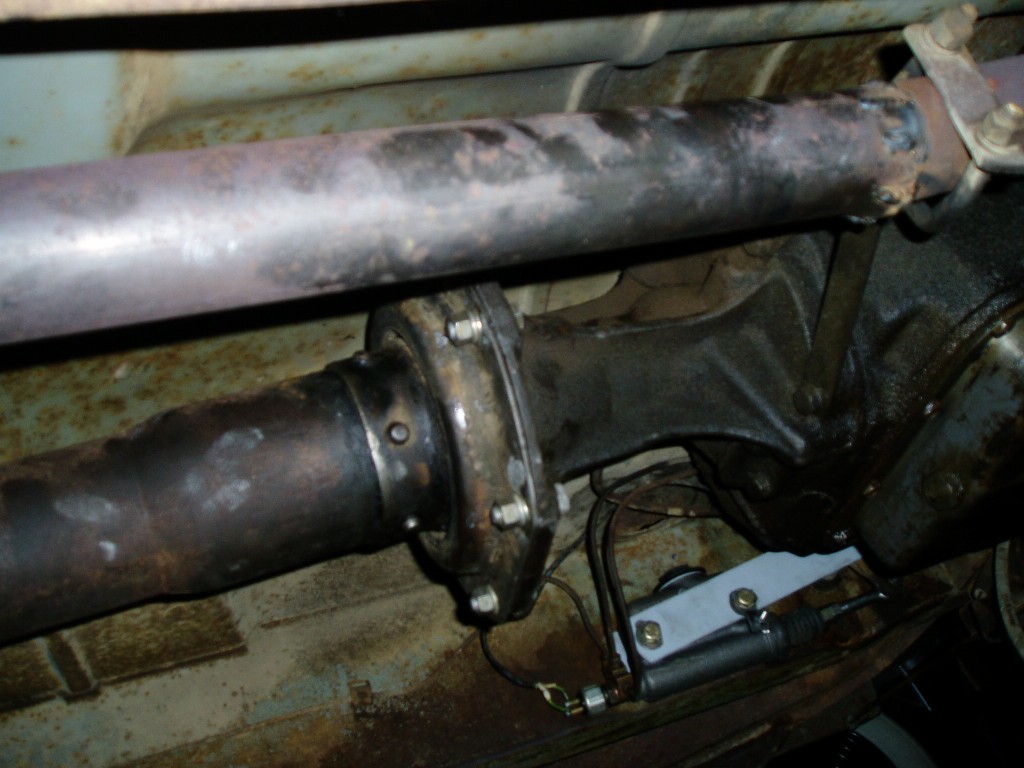 Sun 4/8/06. Torque tube & transmission mated back up.