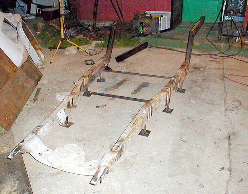 Rails aligned and welded.
First attempt at Z scabbed.