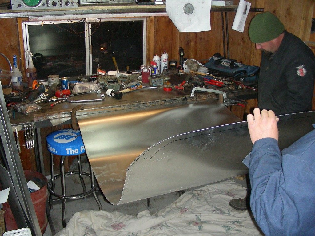 Poor man's break. I've got a nice edge on the bench and just enough room in the little shop to accommodate a roof skin.