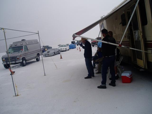 Rain on Tuesday morning. Waiting in line to run.