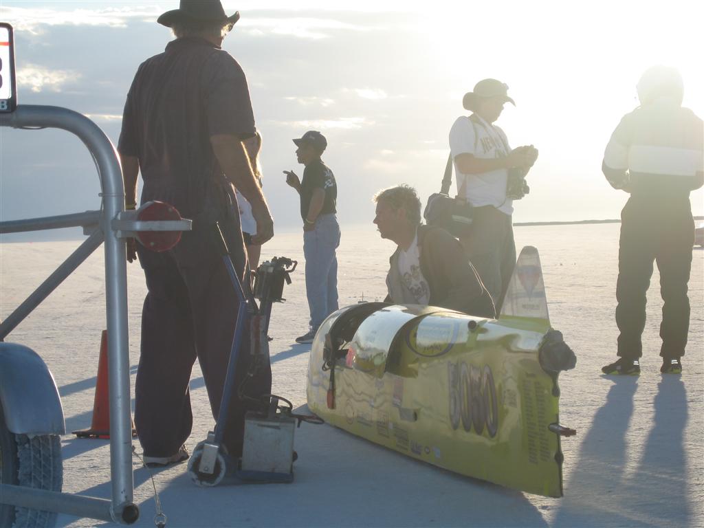 Jack Costella and Brad prepping the streamliner.