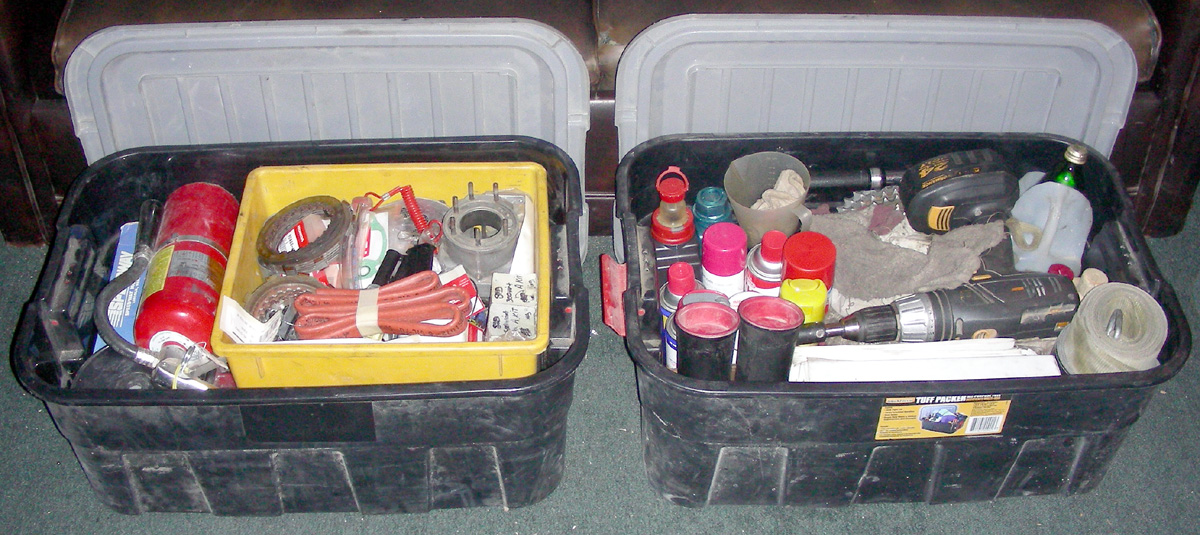 All required spares and consumables condensed into two boxes. Final night at home.