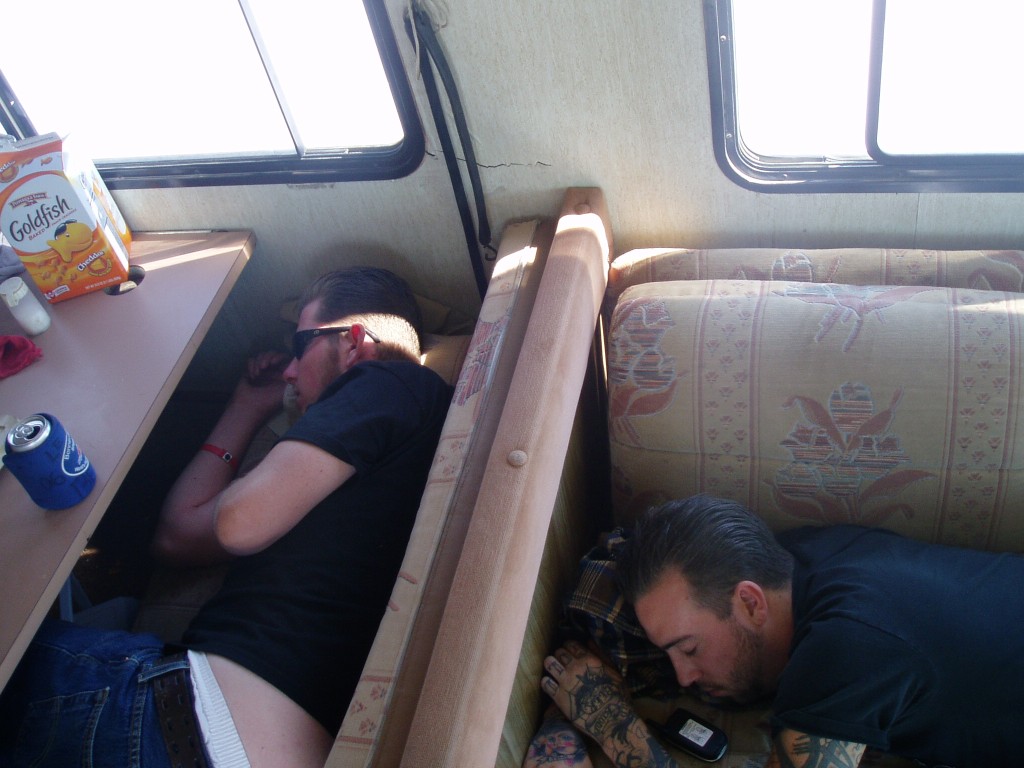 Nap time for Brian (moho porter) and Ryan (crew monkey).