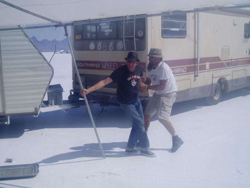 Drunken brawl in the pits. Mikey claimed victory, somewhat spuriously. 