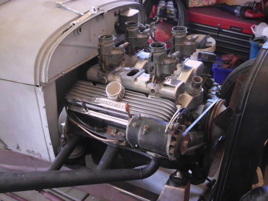 test fit some shiny stuff.6x2 edelbrock,nos offy valvcovers.made new generator brackets